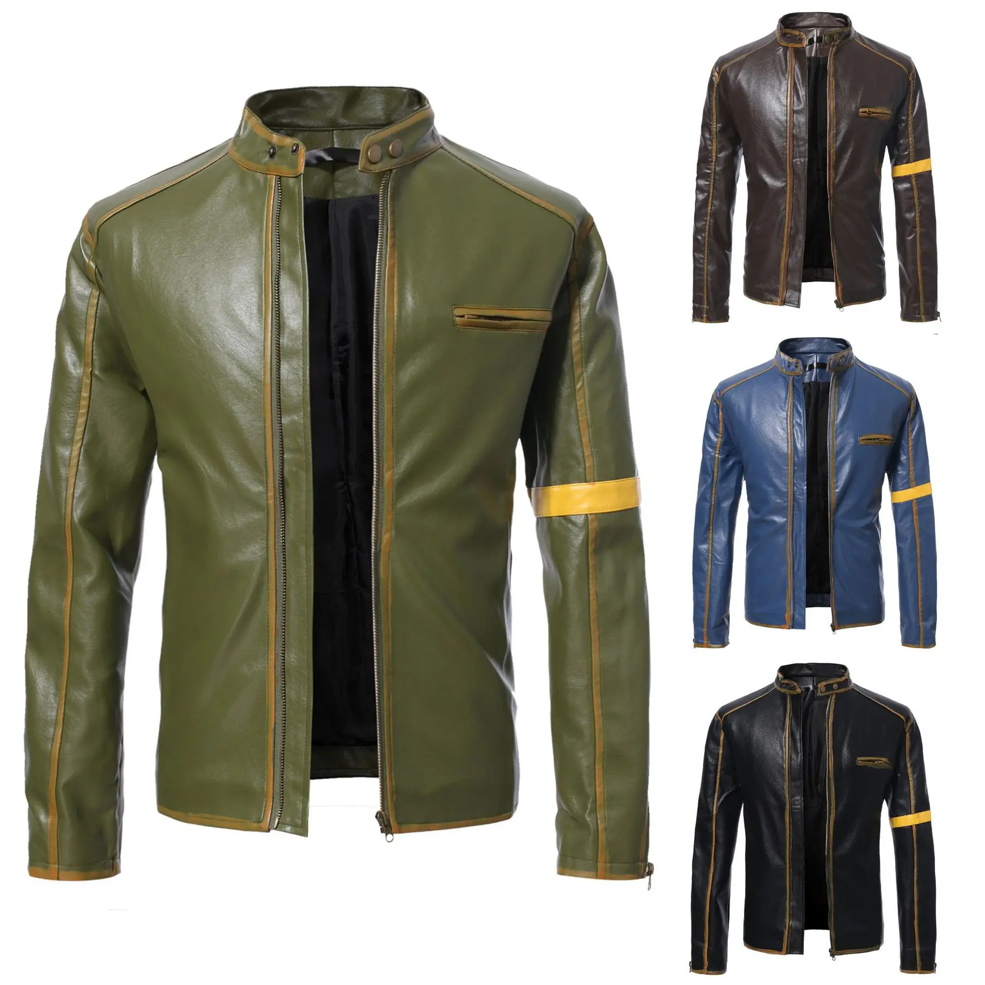 Causal Coat Mens Moto Biker Leather Coat Men Stand Collar Slim Pu Leather Jacket Fashion Motorcycle Spring Autumn Leather Jacket
Causal Coat Mens Moto Biker Leather Coat Men Stand Collar Slim Pu Leather Jacket Fashion Motorcycle Spring Autumn Leather Jacket