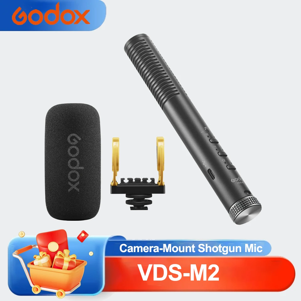 Godox VDS-M2 Supercardioid Camera-Mount Shotgun Microphone compatible with Cameras Mobile Devices & Recorders for Video Studio
Godox VDS-M2 Supercardioid Camera-Mount Shotgun Microphone compatible with Cameras Mobile Devices & Recorders for Video Studio