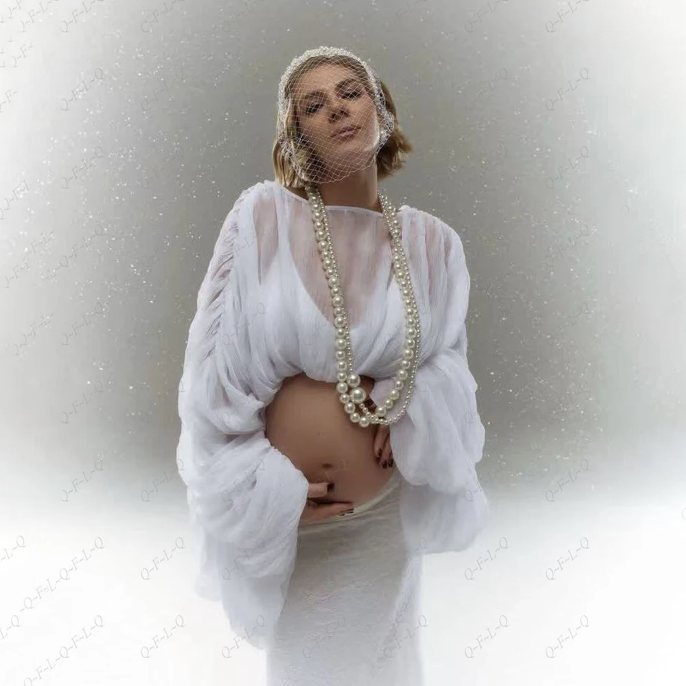 Stunning Pure White Handmade Women Blouse Tops Transparent Pleated Full Sleeeves Draped Sheer Pregnant Blouse No Bra
Stunning Pure White Handmade Women Blouse Tops Transparent Pleated Full Sleeeves Draped Sheer Pregnant Blouse No Bra