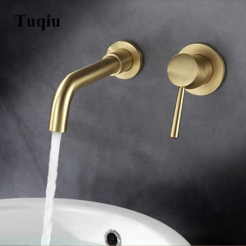 Basin Faucet Solid Brass Wall Mounted Hot and Cold Basin Faucet Single Handle Mixer Tap Brush Gold In-wall Style
Basin Faucet Solid Brass Wall Mounted Hot and Cold Basin Faucet Single Handle Mixer Tap Brush Gold In-wall Style