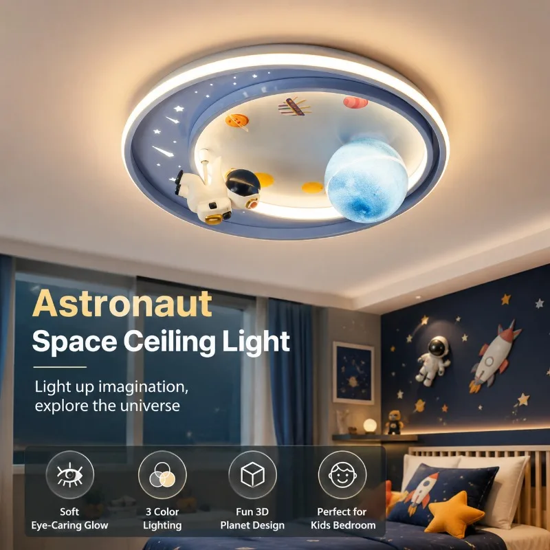 Kids Ceiling Light Astronaut Planet LED 50cm 62W Space Theme 3 Color Dimmable for Bedroom Nursery Playroom Home Ceiling Light
Kids Ceiling Light Astronaut Planet LED 50cm 62W Space Theme 3 Color Dimmable for Bedroom Nursery Playroom Home Ceiling Light