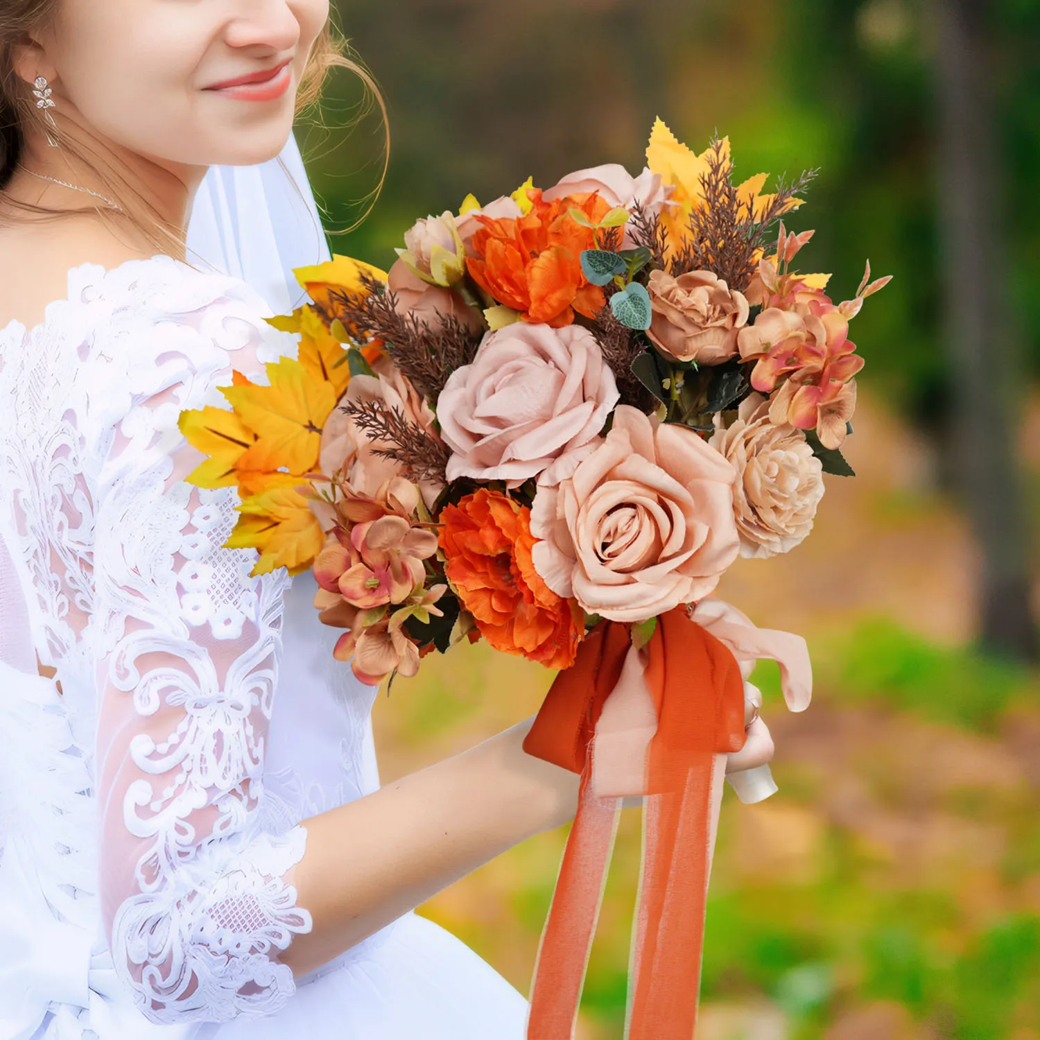 Wedding Bouquets for Bride Champagne Orange Rose Maple Leaves Bridal Bouquets Artificial Flower for Wedding Party Home Decor
Wedding Bouquets for Bride Champagne Orange Rose Maple Leaves Bridal Bouquets Artificial Flower for Wedding Party Home Decor