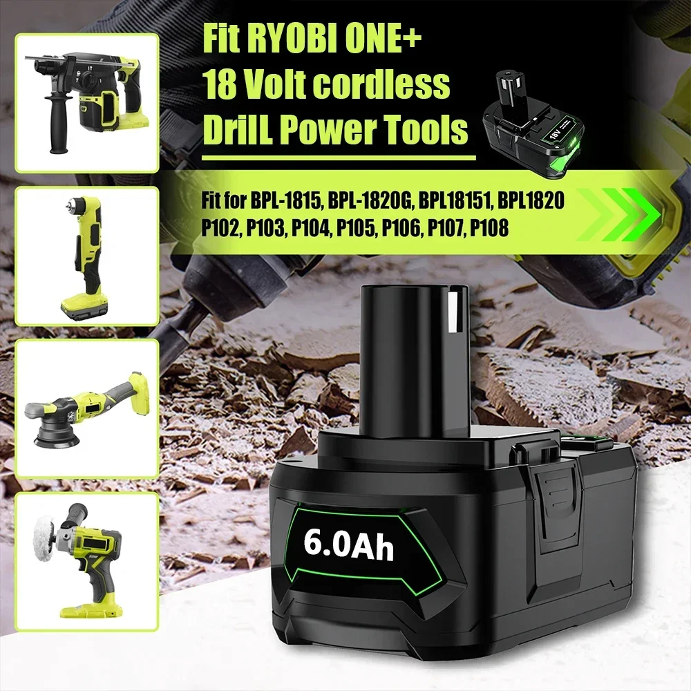 Original RYOBI P108 18V One+ Plus 6.0Ah High Capacity Battery 18 Volt Lithium-ion and NiCad Battery Charger P107 P109 P117
Original RYOBI P108 18V One+ Plus 6.0Ah High Capacity Battery 18 Volt Lithium-ion and NiCad Battery Charger P107 P109 P117