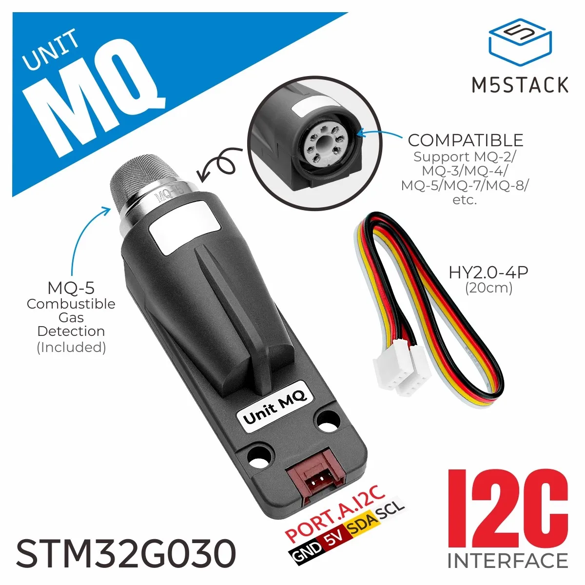 Блок M5Stack Блок обнаружения горючего газа MQ-5 Обнаружение пропана сжиженного газа
Блок M5Stack Блок обнаружения горючего газа MQ-5 Обнаружение пропана сжиженного газа