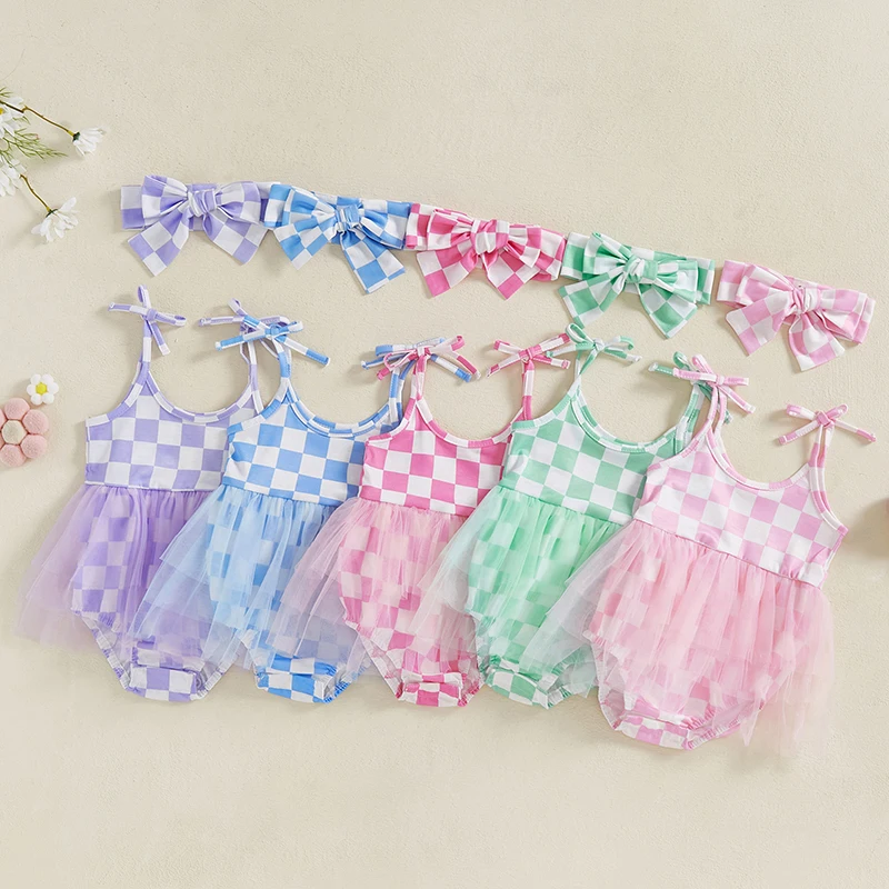 Lioraitiin Baby Girl 2Pcs Summer Outfits Sleeveless Tie Strap Checkered Print Romper with Headband Set Infant Clothes
Lioraitiin Baby Girl 2Pcs Summer Outfits Sleeveless Tie Strap Checkered Print Romper with Headband Set Infant Clothes