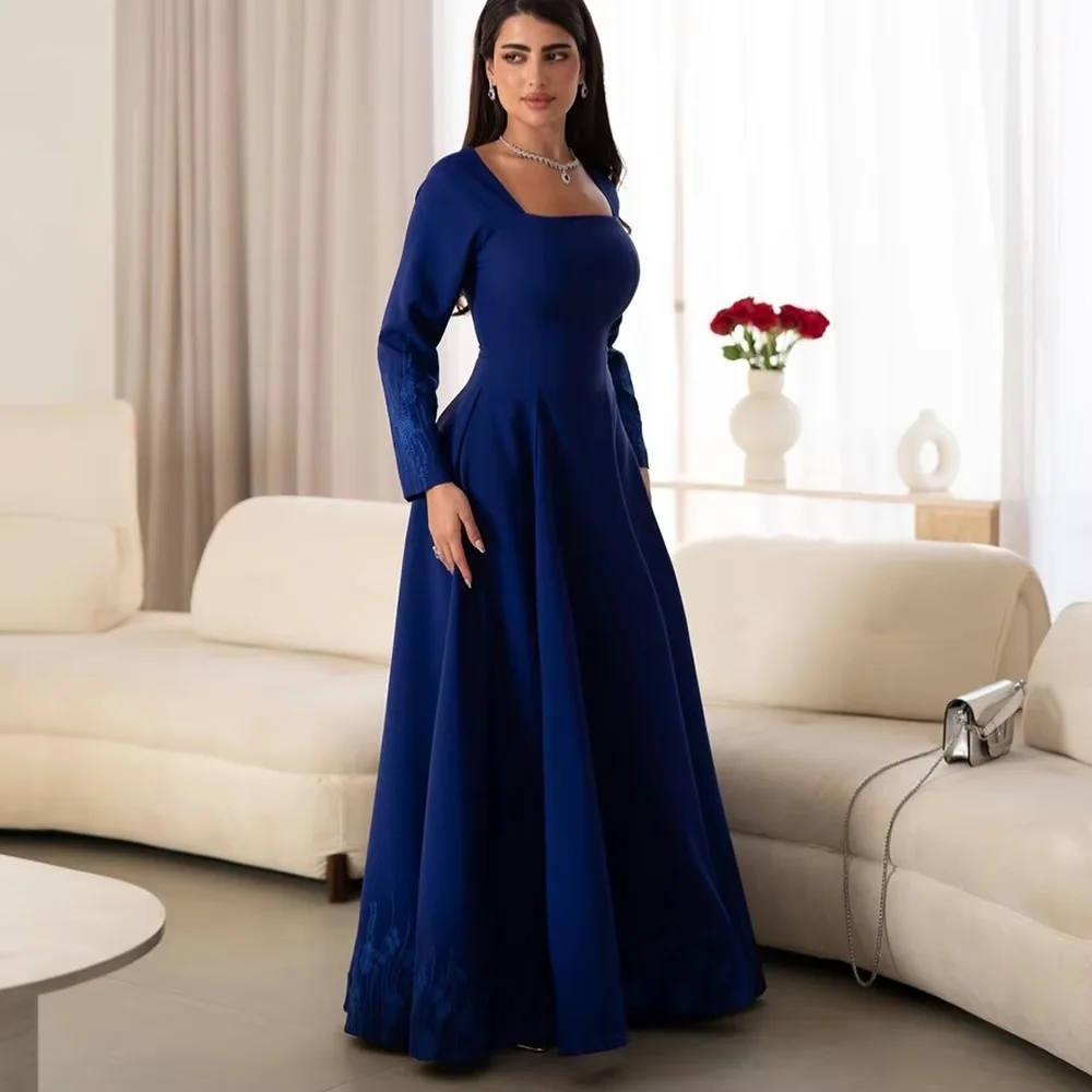 Customized Exquisite Satin Women Prom Dress Long Sleeve Charming A-line Square Neck Party Dress Lace Applique Women Evening Gown
Customized Exquisite Satin Women Prom Dress Long Sleeve Charming A-line Square Neck Party Dress Lace Applique Women Evening Gown