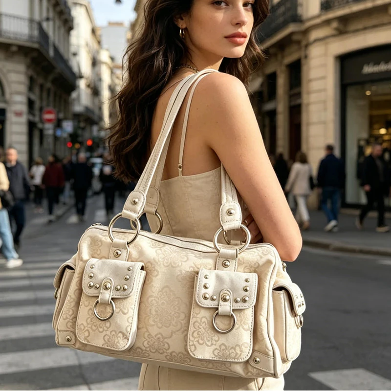 Y2K Retro Floral Underarm Bag Rivet Pocket Design Metal O Ring Ladies Shoulder Handbag Large Capacity Casual Travel Purse
Y2K Retro Floral Underarm Bag Rivet Pocket Design Metal O Ring Ladies Shoulder Handbag Large Capacity Casual Travel Purse