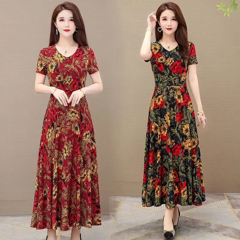 Summer Floral Print Dresses Mid-length Dress Vintage Short Sleeve A-line Women Clothing Trends Loose Casual Dresses New
Summer Floral Print Dresses Mid-length Dress Vintage Short Sleeve A-line Women Clothing Trends Loose Casual Dresses New