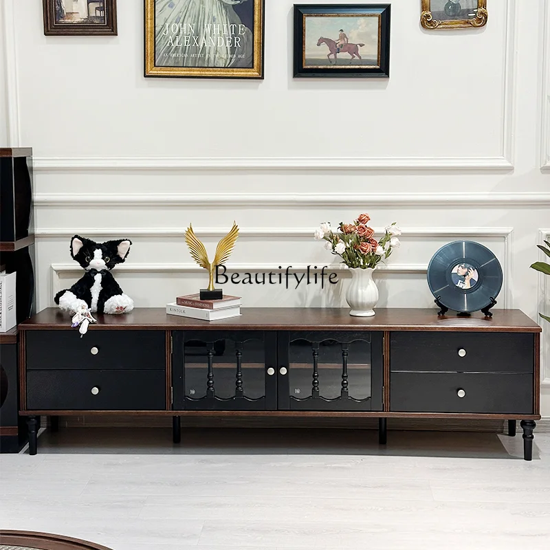 French Retro Pure Solid Wood TV Cabinet Black American Style Small Apartment Floor Cabinet
French Retro Pure Solid Wood TV Cabinet Black American Style Small Apartment Floor Cabinet