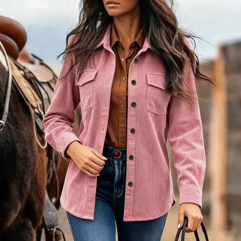Autumn Winter Corduroy Shirt Jacket Western Style Women's Thickened Long Sleeve Pure Color Business Casual Independent Station
Autumn Winter Corduroy Shirt Jacket Western Style Women's Thickened Long Sleeve Pure Color Business Casual Independent Station
