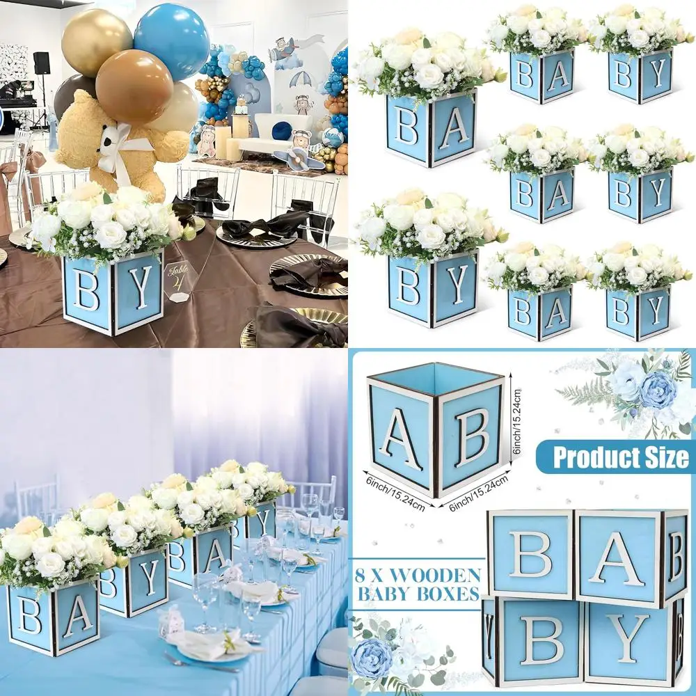Rustic Wooden Cubes with Baby Letters as 8pc Baby Shower Centerpieces, 6 Blocks for Gender Reveal Party Favors (Blue)
Rustic Wooden Cubes with Baby Letters as 8pc Baby Shower Centerpieces, 6 Blocks for Gender Reveal Party Favors (Blue)