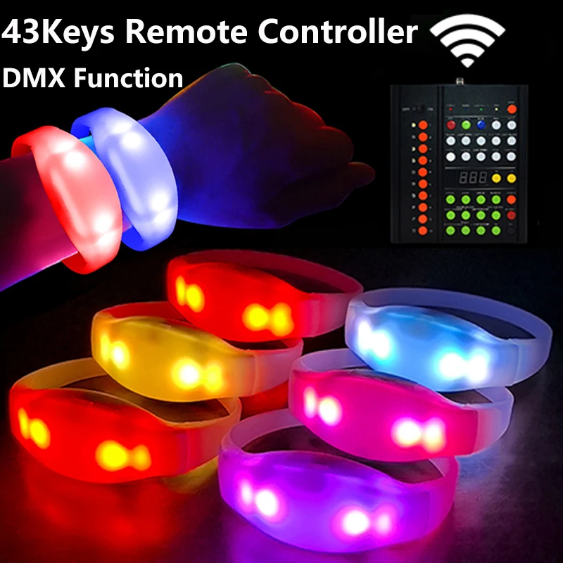 43Keys 1000 Meters 10 Area 15 RGB Remote Controller DMX Function LED Bracelets 100/2000PCS Wristband Wedding Party
43Keys 1000 Meters 10 Area 15 RGB Remote Controller DMX Function LED Bracelets 100/2000PCS Wristband Wedding Party