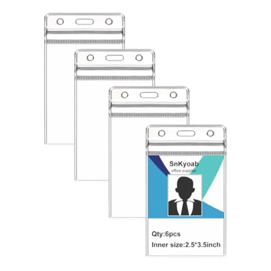 6PCS Badge Holder Heavy Duty, Vertical ID Card Holder Clear Plastic with Waterproof Resealable Zip, Name Tag for Badge Swipe Ca
6PCS Badge Holder Heavy Duty, Vertical ID Card Holder Clear Plastic with Waterproof Resealable Zip, Name Tag for Badge Swipe Ca