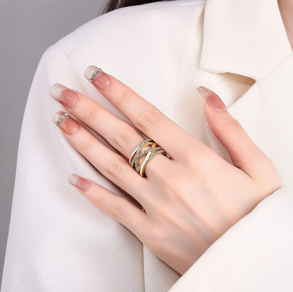 Ladies Luxury Zircon Gold Silver Color Opening Rings Women Fashion Jewelry Multilayer Adjustable Finger Ring
Ladies Luxury Zircon Gold Silver Color Opening Rings Women Fashion Jewelry Multilayer Adjustable Finger Ring