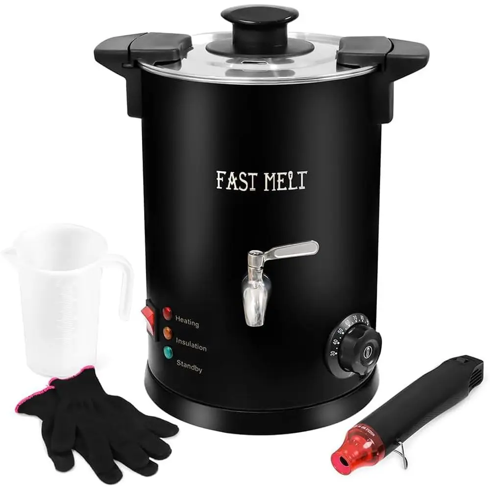 Electric Wax Melter, 5L Candle Making Pot with Pour Spout and 30-110C Temperature Control, Starter Kit (Heat Gun, Gloves, Measur
Electric Wax Melter, 5L Candle Making Pot with Pour Spout and 30-110C Temperature Control, Starter Kit (Heat Gun, Gloves, Measur