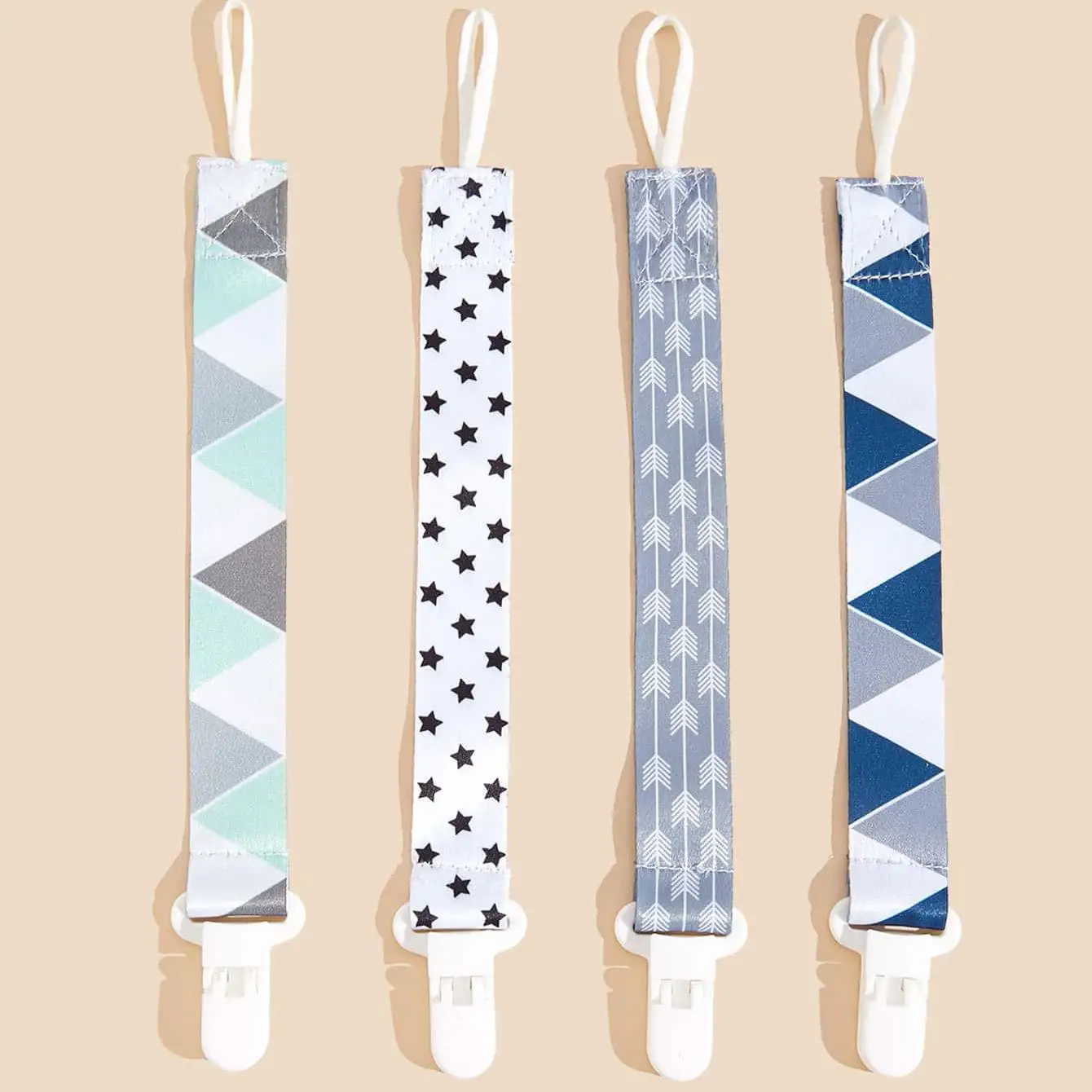 4Pcs/Pack Pacifier Holders With Elastic Band | Baby Pacifier Chain Clips |Universal Holder Soother Clips With Plastic Clasp For Baby Teething Toys Teethers | Ideal Baby Gift For Boy
4Pcs/Pack Pacifier Holders With Elastic Band | Baby Pacifier Chain Clips |Universal Holder Soother Clips With Plastic Clasp For Baby Teething Toys Teethers | Ideal Baby Gift For Boy