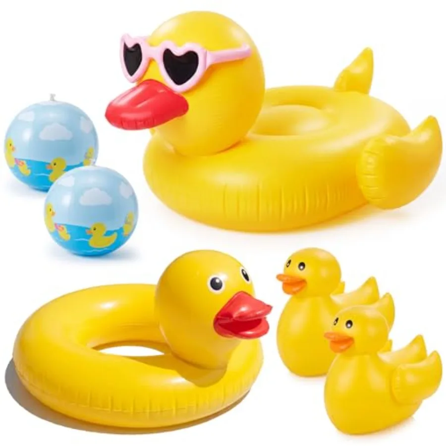 Summer beach and pool decoration set: inflatable duck pool float large swimming ring huge rubber ducks and duck beach ball in y
Summer beach and pool decoration set: inflatable duck pool float large swimming ring huge rubber ducks and duck beach ball in y