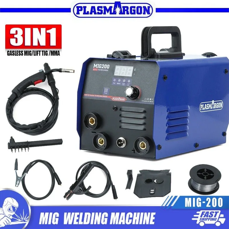 MIG200 3-IN-1 220V Welder Machine 200A MIG/TIG/MMA Gasless IGBT LED Display
MIG200 3-IN-1 220V Welder Machine 200A MIG/TIG/MMA Gasless IGBT LED Display