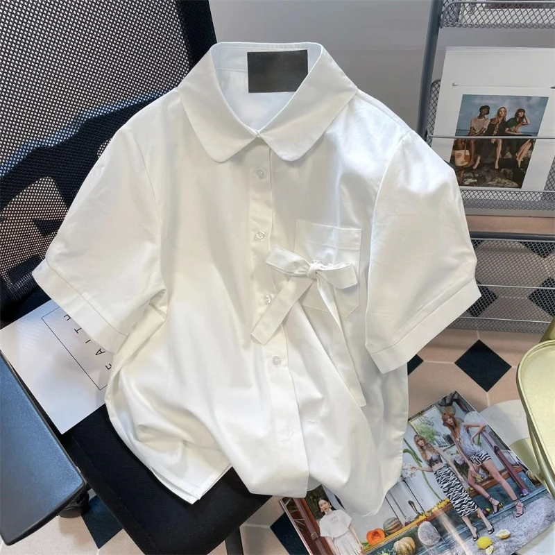 EBAIHUI Japanese Vintage Bow White Shirt Summer New Women's Short Sleeved Blouse Loose French Preppy Style Top
EBAIHUI Japanese Vintage Bow White Shirt Summer New Women's Short Sleeved Blouse Loose French Preppy Style Top