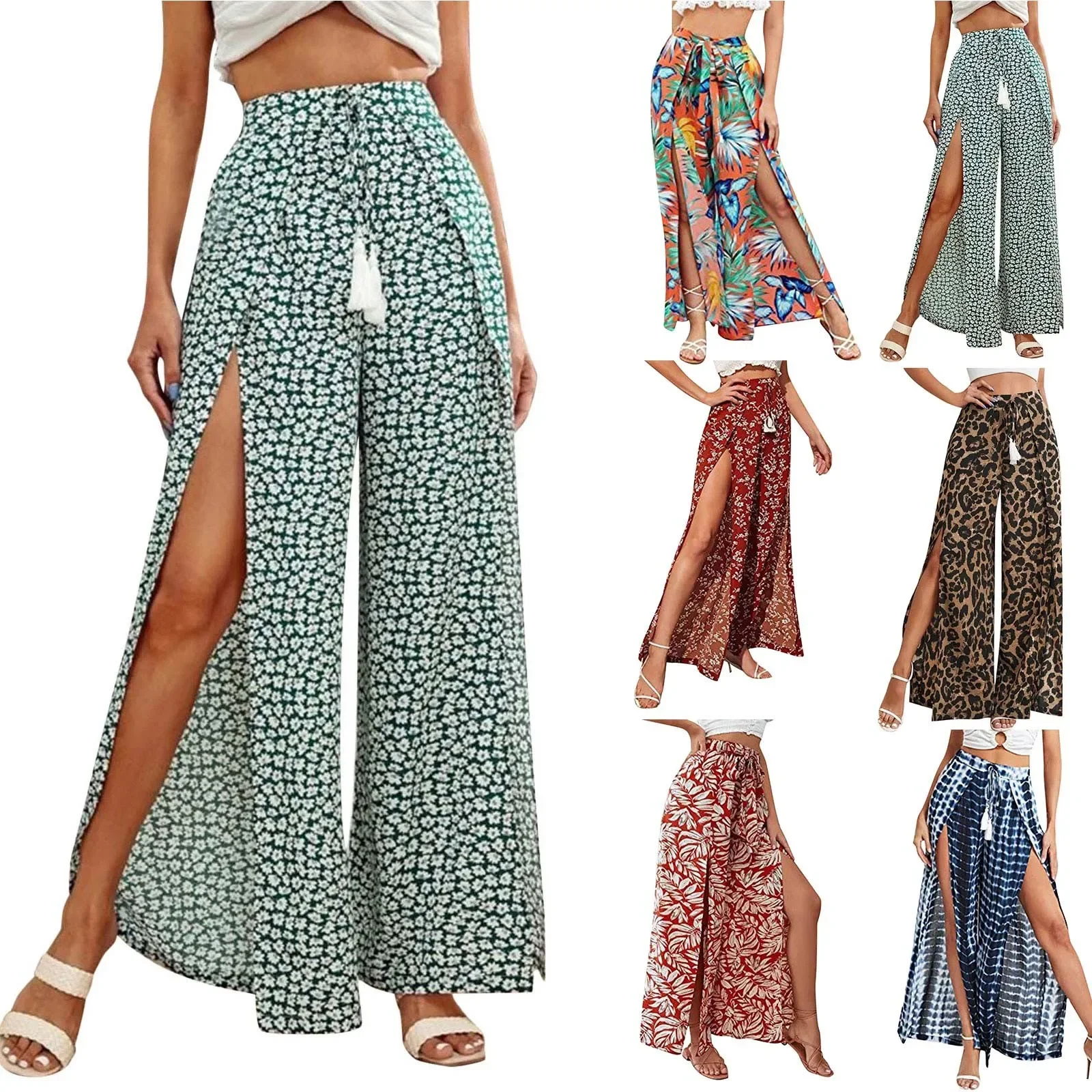Women'S Clothing Leopard Print vent Casual Tassel Lace Up Waist Wide Leg Pants soft comfort trousers for beach summer vacation
Women'S Clothing Leopard Print vent Casual Tassel Lace Up Waist Wide Leg Pants soft comfort trousers for beach summer vacation