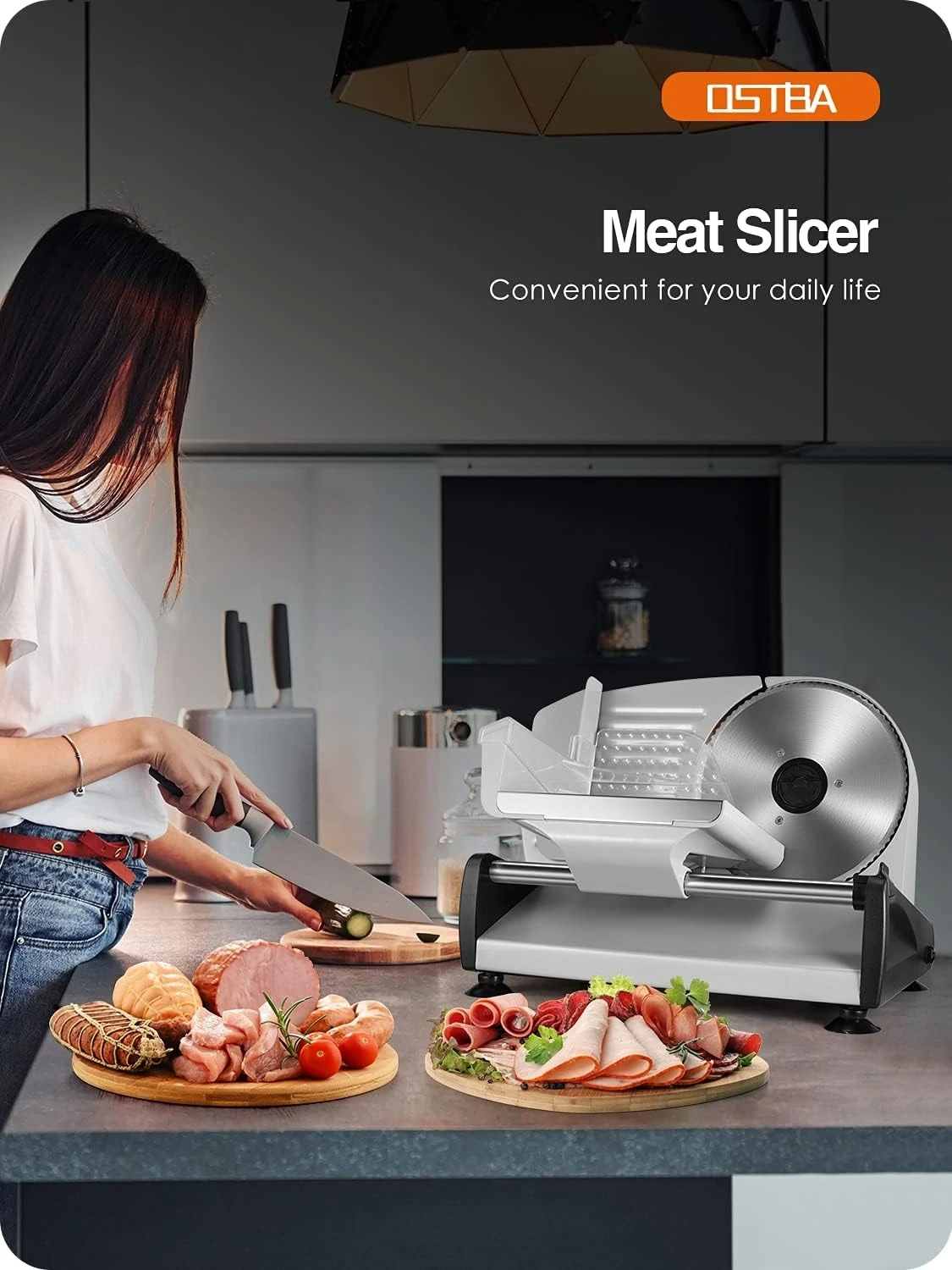 150W Electric Meat Slicer, 7.5" Removable Blade, Child Lock & Adjustable Thickness, Ideal for Meat, Cheese, Bread
150W Electric Meat Slicer, 7.5" Removable Blade, Child Lock & Adjustable Thickness, Ideal for Meat, Cheese, Bread