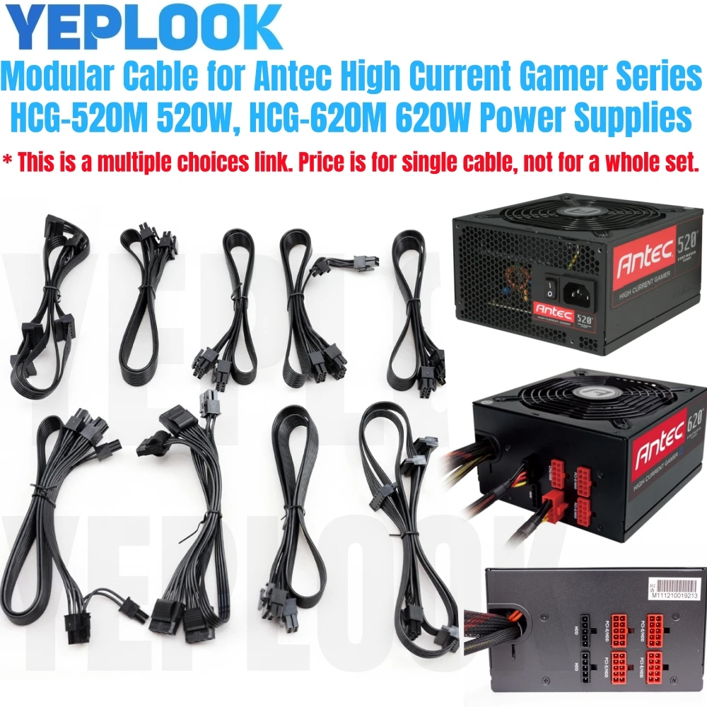 Modular Cable for Antec High Current Gamer HCG-520M 520W, HCG-620M 620W Power Supply, 10PIN to PCI-E 8PIN, 5PIN/10PIN HDD MOLEX
Modular Cable for Antec High Current Gamer HCG-520M 520W, HCG-620M 620W Power Supply, 10PIN to PCI-E 8PIN, 5PIN/10PIN HDD MOLEX