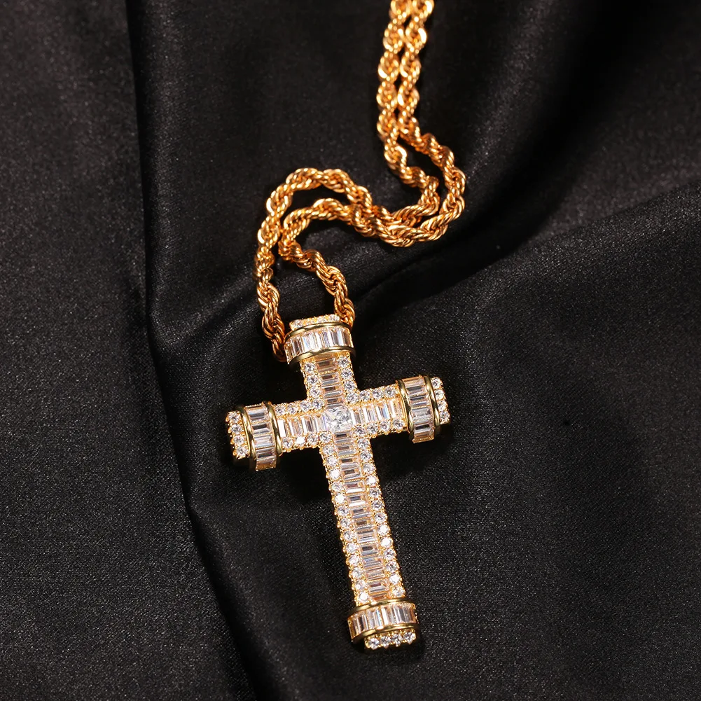 Hip Hop Micro Paved Cubic Zirconia Bling Ice Out Cross Pendants Necklace for Men Women Rapper Jewelry Rose Gold Silver Color
Hip Hop Micro Paved Cubic Zirconia Bling Ice Out Cross Pendants Necklace for Men Women Rapper Jewelry Rose Gold Silver Color