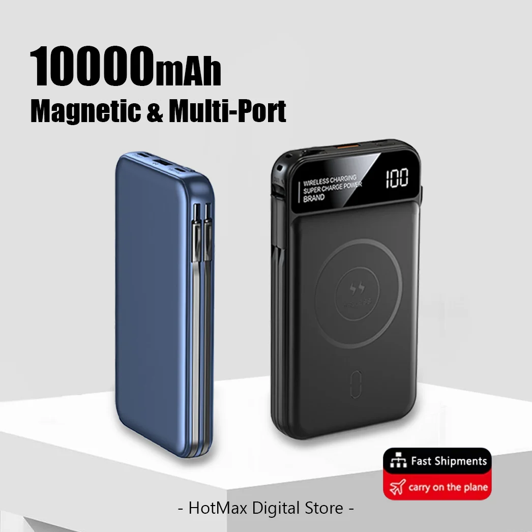 For iPhone Magnetic Power Bank 10000 mAh Wireless Fast Charge 5W Digital Display Quad Interfaces With Cable Mobile Power For iOS
For iPhone Magnetic Power Bank 10000 mAh Wireless Fast Charge 5W Digital Display Quad Interfaces With Cable Mobile Power For iOS