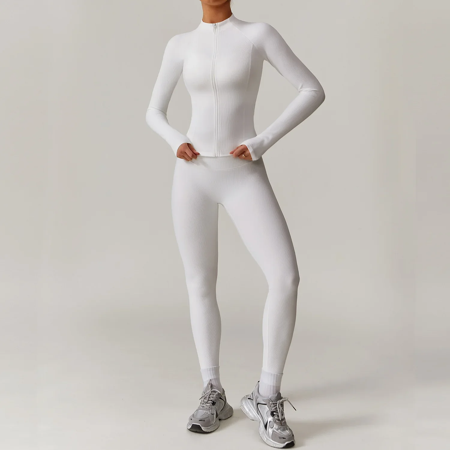 White 2PCS Women Yoga Set Workout Tracksuits Sportswear Gym Clothing Fitness Long Sleeve Jacket Waist Leggings Sports Suit
White 2PCS Women Yoga Set Workout Tracksuits Sportswear Gym Clothing Fitness Long Sleeve Jacket Waist Leggings Sports Suit