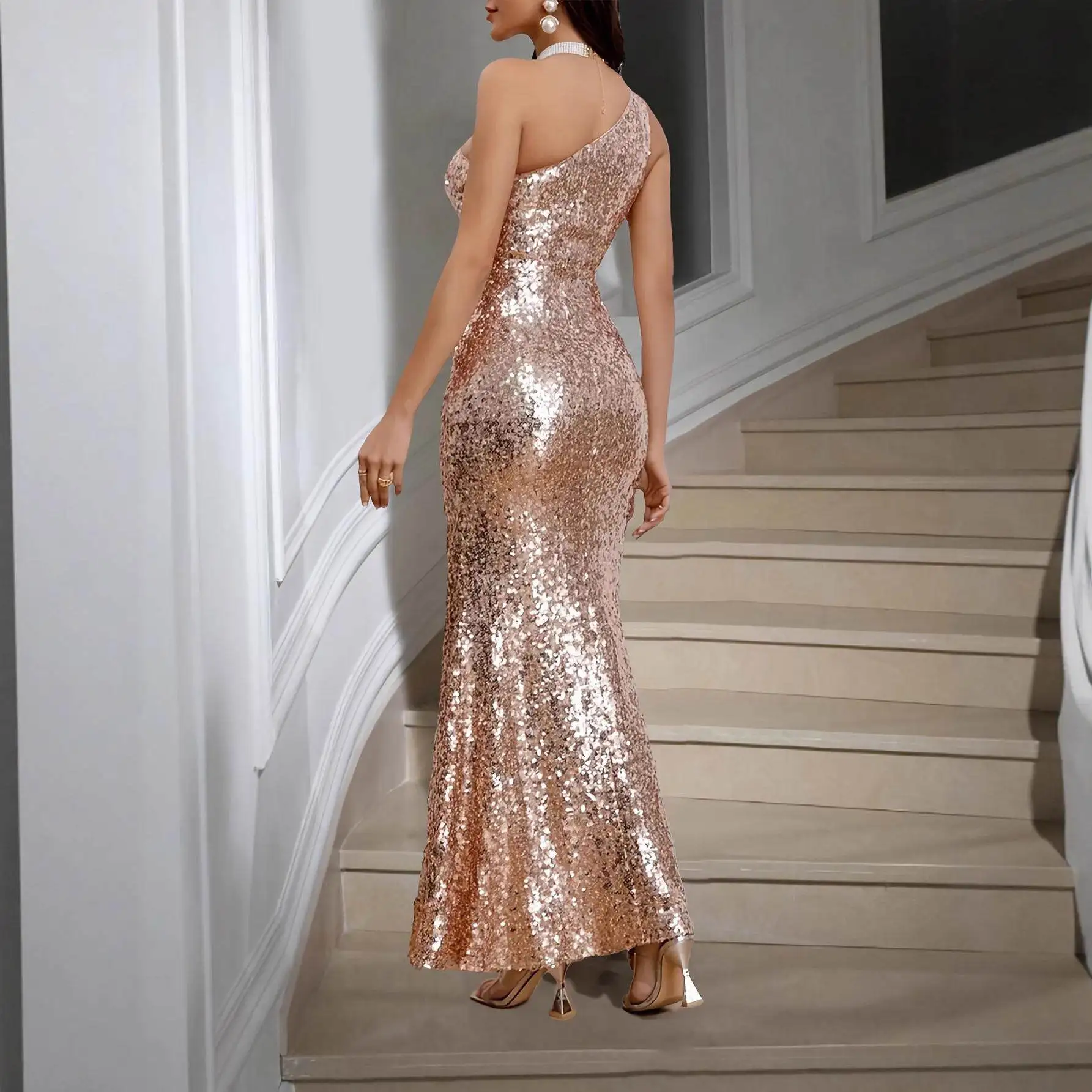 New Ele Sequin Evening Dr Single oulder Slit Ball Gown for Ladies Sli Classy Cotail Par Dr
New Ele Sequin Evening Dr Single oulder Slit Ball Gown for Ladies Sli Classy Cotail Par Dr