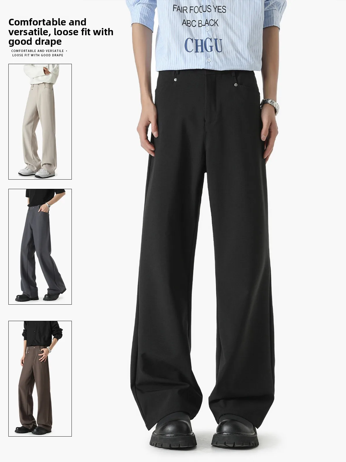 Cleanfit Men's Straight Leg Suit Pants Black Casual Long Trousers Fashionable High Street Style Youth Culture Pure Color
Cleanfit Men's Straight Leg Suit Pants Black Casual Long Trousers Fashionable High Street Style Youth Culture Pure Color