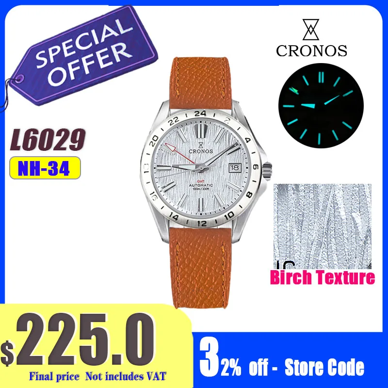 Cronos GS 39mm Texture Dial Mechanical Men Watch NH34 Automatic Mechanical Bubble Sapphire Glass Brushed Bracelet 10ATM L6029 V2
Cronos GS 39mm Texture Dial Mechanical Men Watch NH34 Automatic Mechanical Bubble Sapphire Glass Brushed Bracelet 10ATM L6029 V2