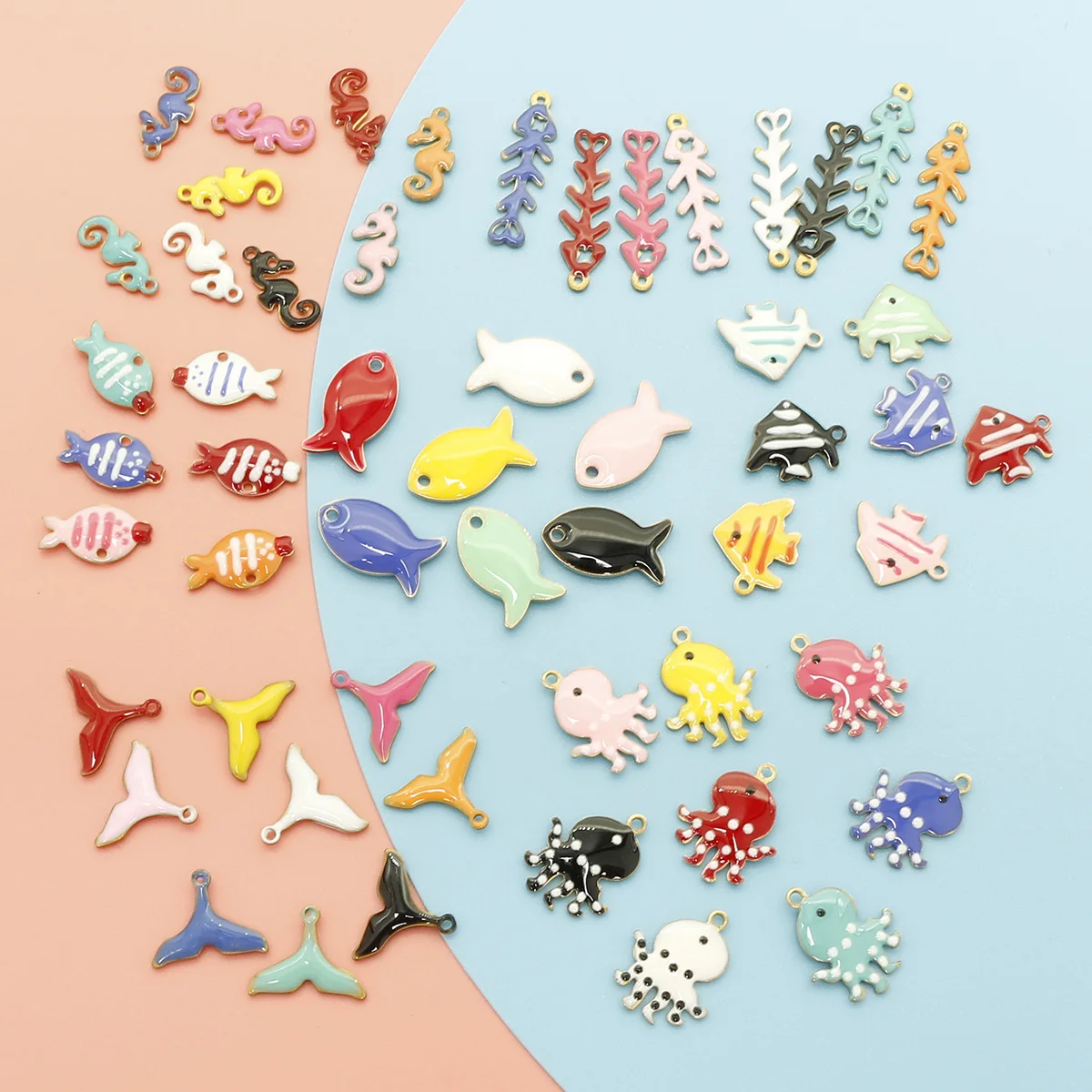 40PCS Copper Ocean Charm Pendant Double Faced Enamel Fish Octopus Charms Sea Horse Fish tail DIY Necklace Earring Jewelry Making
40PCS Copper Ocean Charm Pendant Double Faced Enamel Fish Octopus Charms Sea Horse Fish tail DIY Necklace Earring Jewelry Making