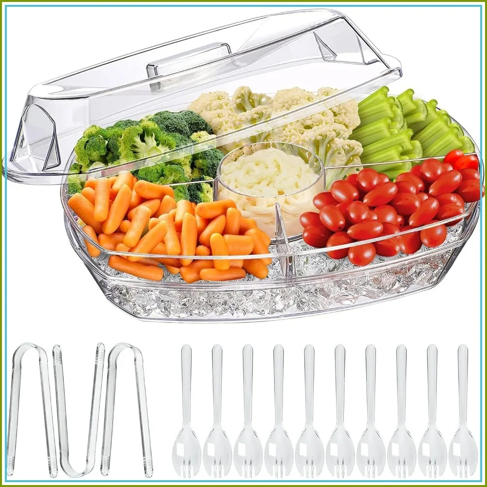 15 Inch Clear Party Platter with 4 Compartments, Ice Serving Bowl with Lid for Cold Food Buffet
15 Inch Clear Party Platter with 4 Compartments, Ice Serving Bowl with Lid for Cold Food Buffet