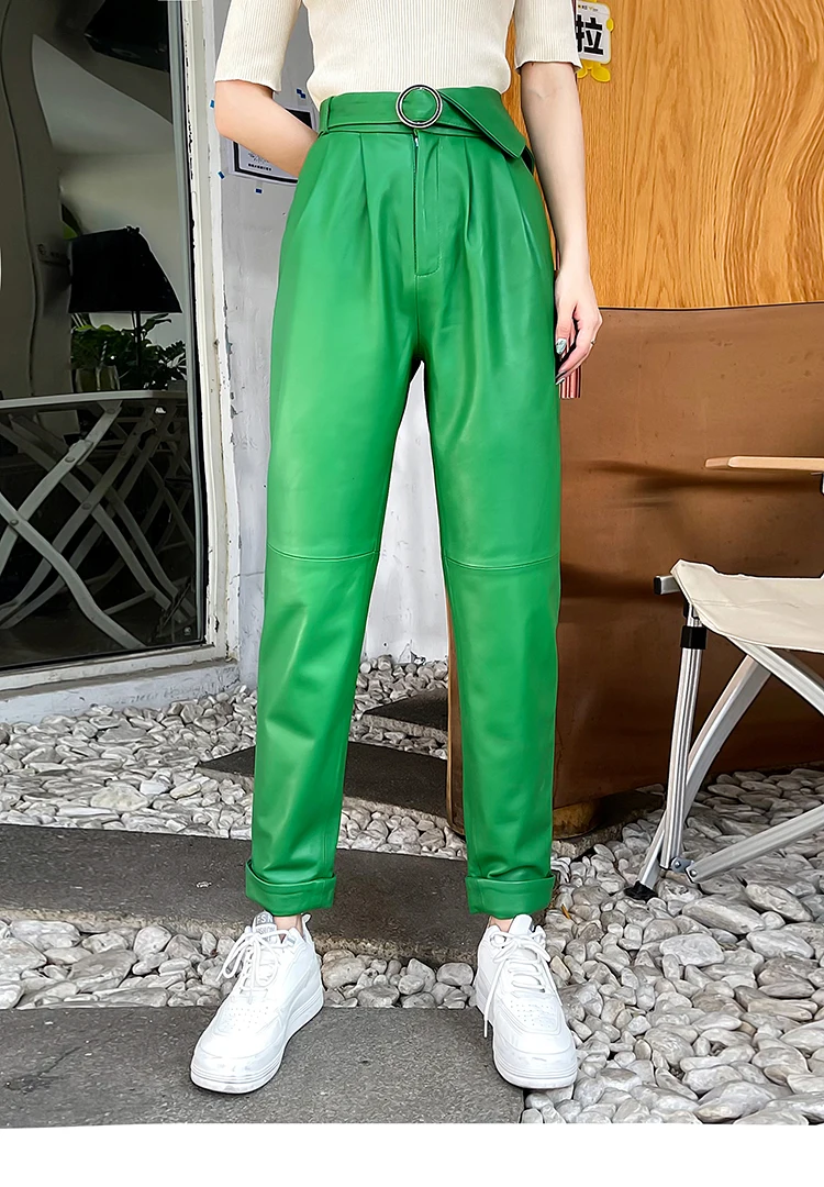 Spring Autumn Fashion Women's High Quality Genuine Leather High-rise Pants Sheepskin Straight-pant C346
Spring Autumn Fashion Women's High Quality Genuine Leather High-rise Pants Sheepskin Straight-pant C346
