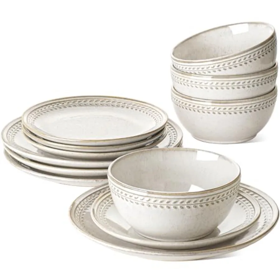 Plates and Bowls Sets for 4 12 Pcs Ceramic Dinnerware Sets Kitchen Stoneware Dish Set Chip Resistant Microwave and Dishwasher S
Plates and Bowls Sets for 4 12 Pcs Ceramic Dinnerware Sets Kitchen Stoneware Dish Set Chip Resistant Microwave and Dishwasher S
