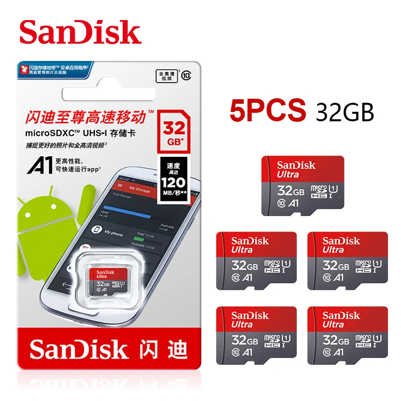 5 шт., 32 ГБ Sandisk Ultra Micro tf SD-карта, 32 ГБ, мини-SD-карта SD/TF, флэш-карта, карта памяти 32 ГБ miniSD для телефона
5 шт., 32 ГБ Sandisk Ultra Micro tf SD-карта, 32 ГБ, мини-SD-карта SD/TF, флэш-карта, карта памяти 32 ГБ miniSD для телефона