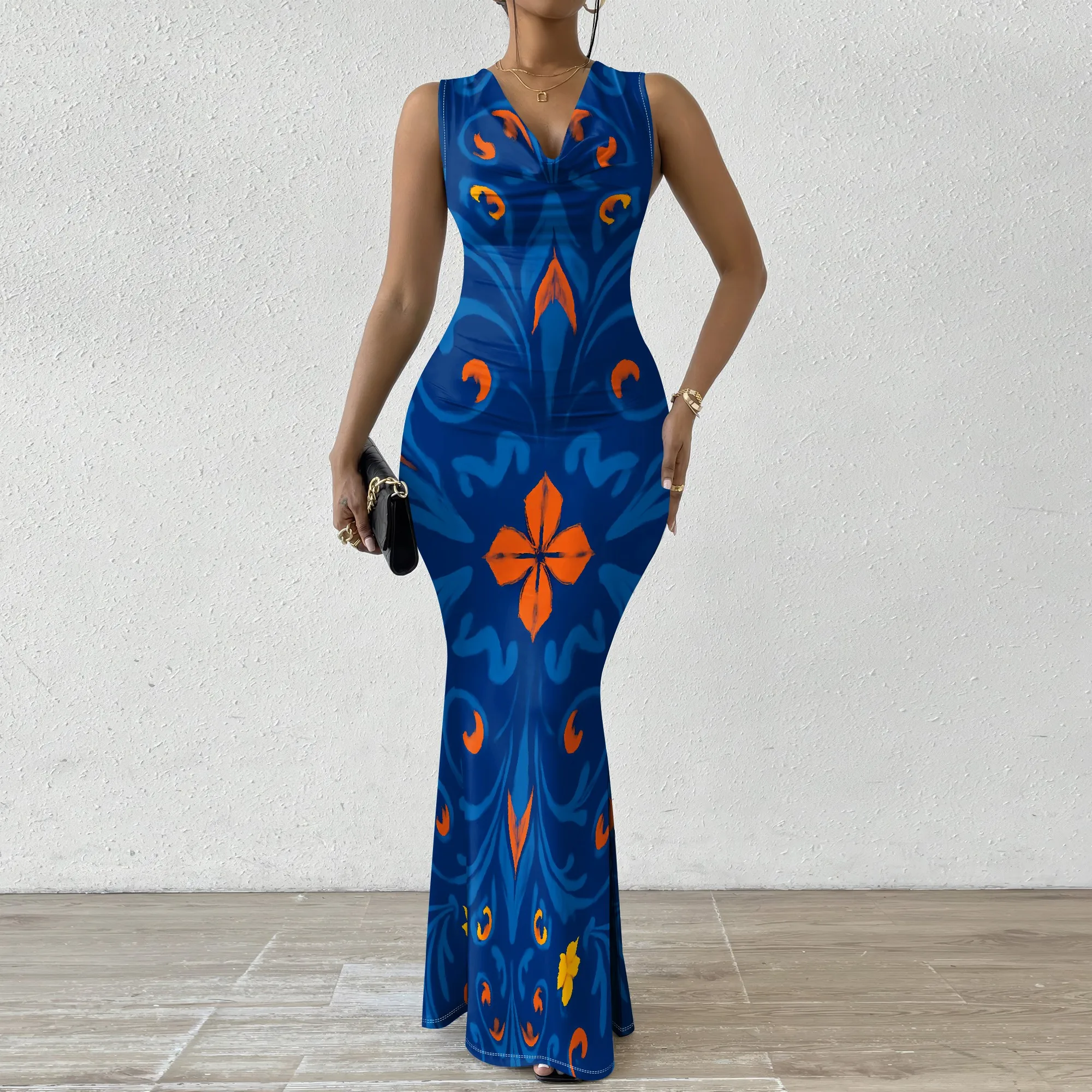 Royal Blue Baroque Print Maxi Dress XS-2XL V-Neck Sleeveless Bodycon Style for Art Gallery, Cultural Event or Dinner Look
Royal Blue Baroque Print Maxi Dress XS-2XL V-Neck Sleeveless Bodycon Style for Art Gallery, Cultural Event or Dinner Look