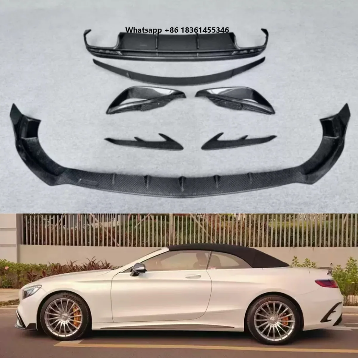 For S-Class W217 Coupe Modified Carbon Fiber Front Rear Lip Tail Wing Side Skirts Bumper Trim
For S-Class W217 Coupe Modified Carbon Fiber Front Rear Lip Tail Wing Side Skirts Bumper Trim