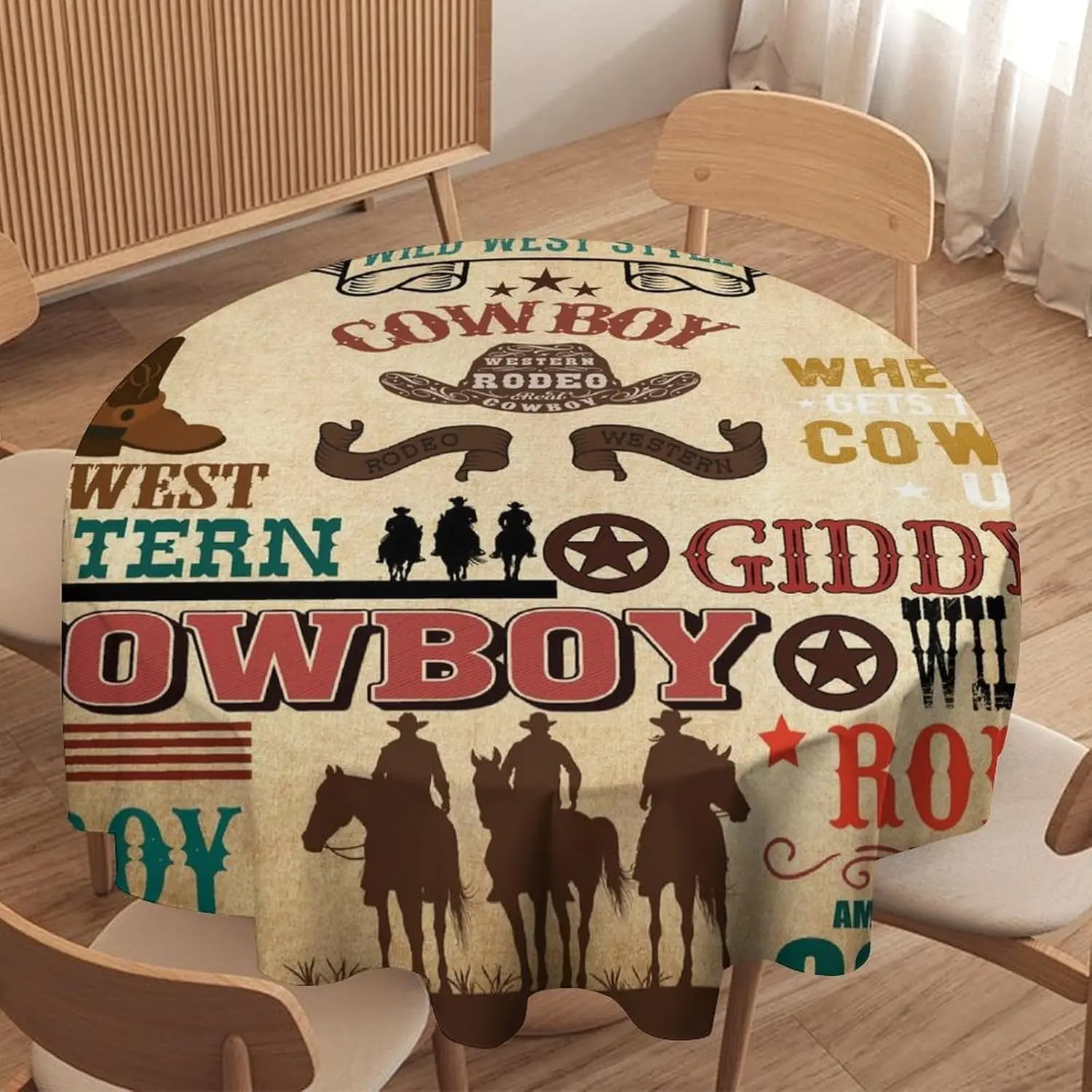 Rustic Farmhouse Cowboy Riding Horse Circle Tablecloth - Wild West Theme Home Party Dining Room Kitchen Cover
Rustic Farmhouse Cowboy Riding Horse Circle Tablecloth - Wild West Theme Home Party Dining Room Kitchen Cover