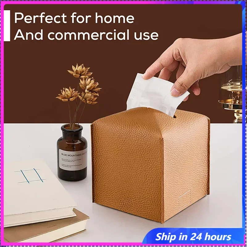 Tissue Box Cover Holder, Square with Bottom Belt by Carrot's Den -PU Leather Decorative Organizer for Tabletop, Bathroom,Office
Tissue Box Cover Holder, Square with Bottom Belt by Carrot's Den -PU Leather Decorative Organizer for Tabletop, Bathroom,Office