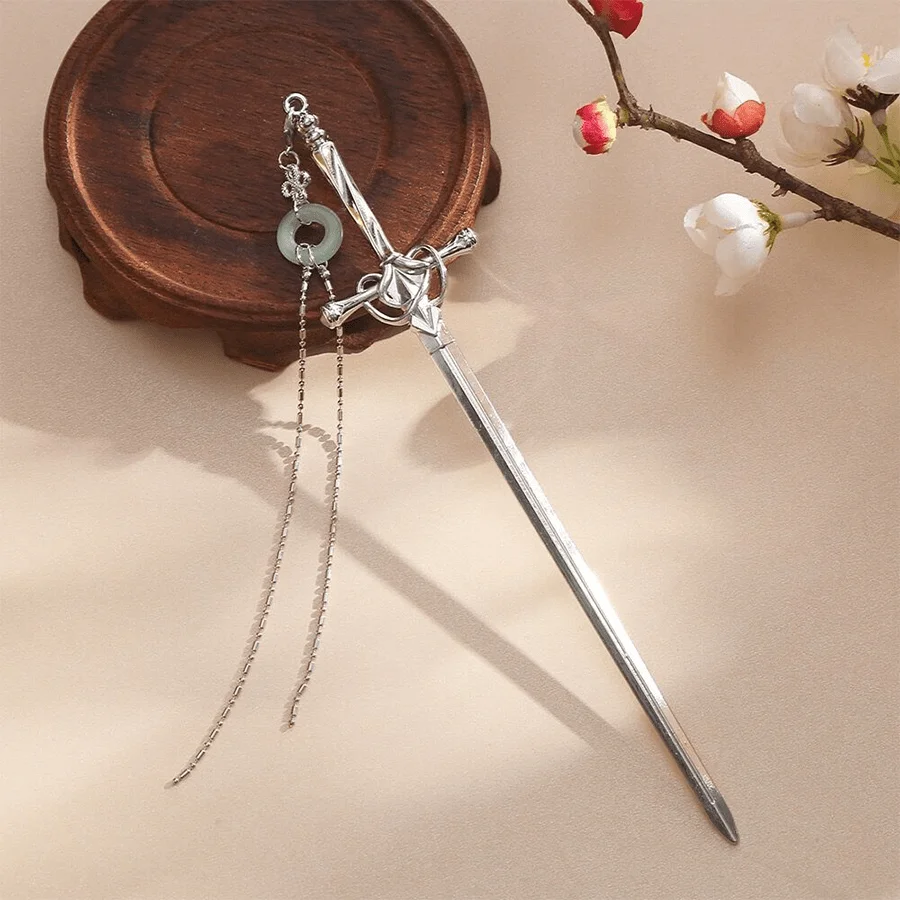 1pc Ladies' Silver Sword-Shaped Hair Pin With Jade Pendant, Simple And Stylish Hair Accessory Street Casual, Devil Accessories Hair Bun Hair Bun Maker Bun Hair Piece Hair Styling Pins, School Stuff, Hair Accessories, Head Accessories
1pc Ladies' Silver Sword-Shaped Hair Pin With Jade Pendant, Simple And Stylish Hair Accessory Street Casual, Devil Accessories Hair Bun Hair Bun Maker Bun Hair Piece Hair Styling Pins, School Stuff, Hair Accessories, Head Accessories