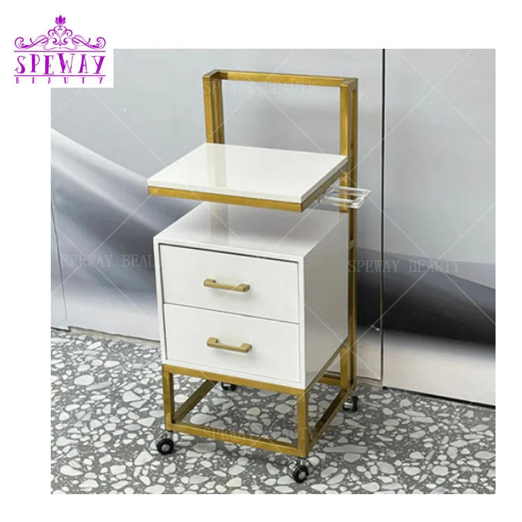 White And Gold Luxury Salon Equipment Beauty Salon Hair Trolley Hairdressing Rolloing Cart
White And Gold Luxury Salon Equipment Beauty Salon Hair Trolley Hairdressing Rolloing Cart
