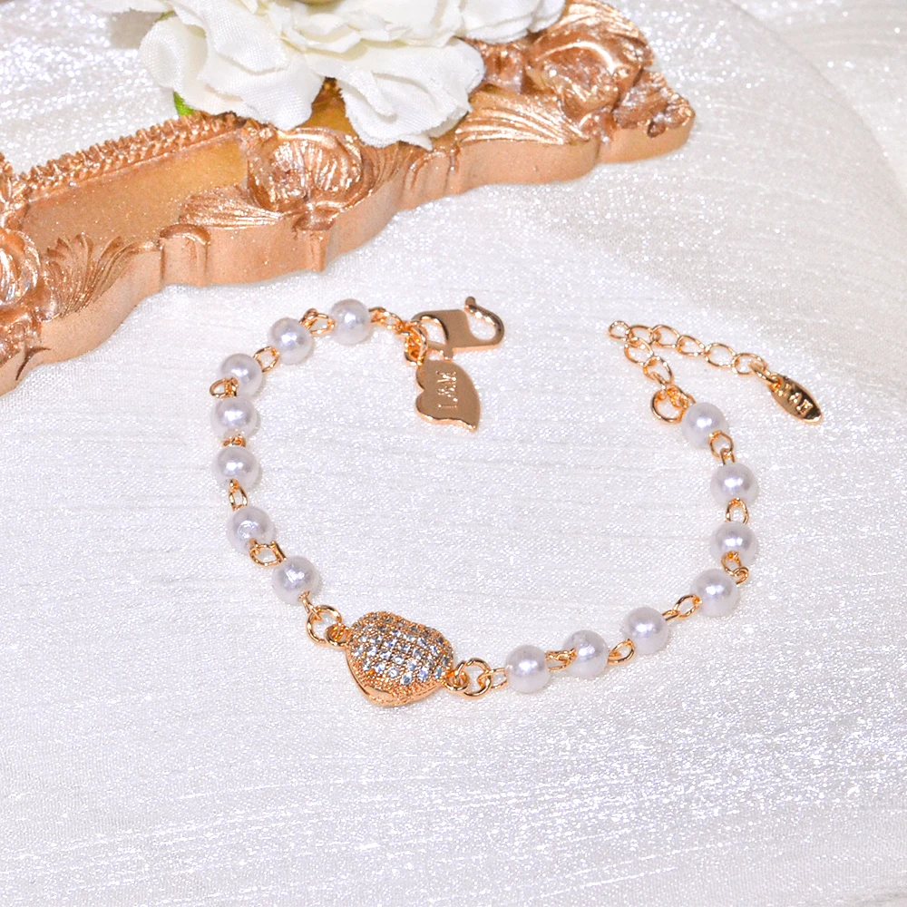 Ladies Fashion New Heart shaped Zircon Pearl Bracelet Jewelry Exquisite and Popular Simple Beaded Bracelet Jewelry for Wearing
Ladies Fashion New Heart shaped Zircon Pearl Bracelet Jewelry Exquisite and Popular Simple Beaded Bracelet Jewelry for Wearing