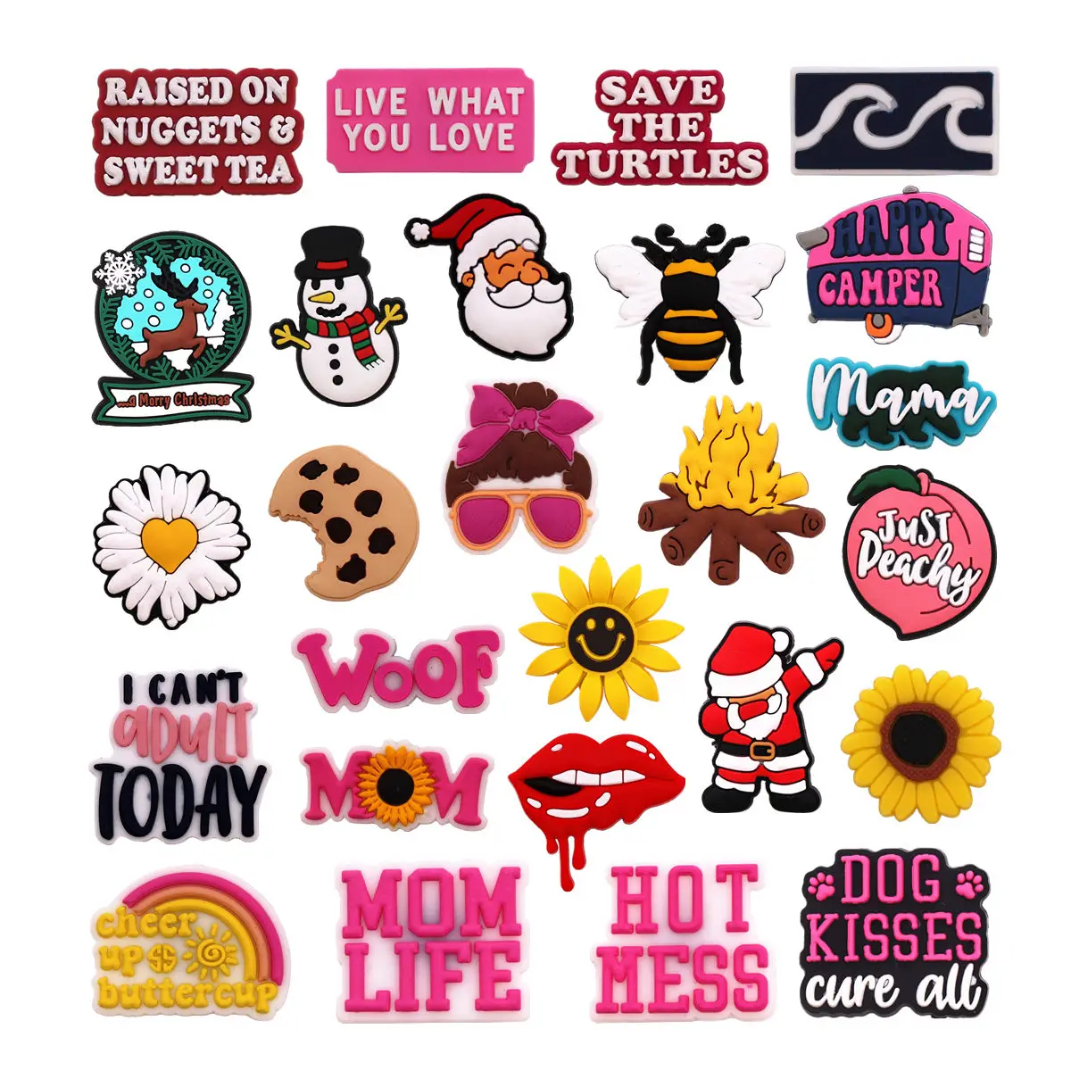 1 Pcs Funny Christmas PVC Shoe Charms Accessories Hot Mess Mom Life Shoes Buckle Bee Chrysanthemum Decorations Pink Clog Clips
1 Pcs Funny Christmas PVC Shoe Charms Accessories Hot Mess Mom Life Shoes Buckle Bee Chrysanthemum Decorations Pink Clog Clips