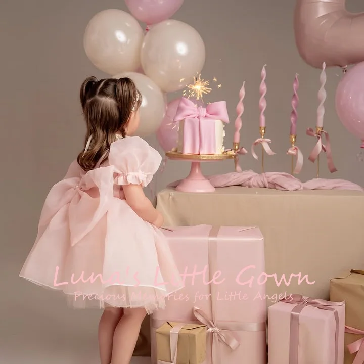 Blush Pink Puff Bubble Sleeve Organza Flower Girl Dress Big Back Bow Mini Tulle Kids 1st Birthday Gown Customized
Blush Pink Puff Bubble Sleeve Organza Flower Girl Dress Big Back Bow Mini Tulle Kids 1st Birthday Gown Customized