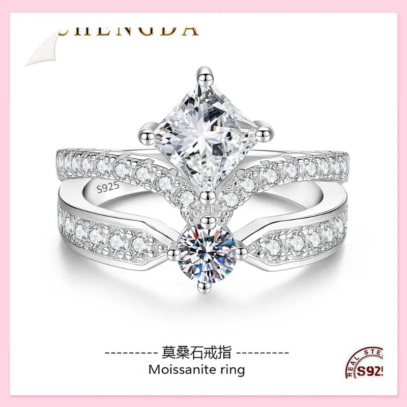 New Sterling Silver Princess Square Crown Ring Carat Square Moissanite Silver Ring Holder Head Zircon
New Sterling Silver Princess Square Crown Ring Carat Square Moissanite Silver Ring Holder Head Zircon