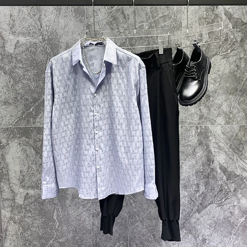 Faionable European Brand Men's Long Sve irt with Embroidered Pattern Casual Turn-down Collar Autumn Season Loose Fit
Faionable European Brand Men's Long Sve irt with Embroidered Pattern Casual Turn-down Collar Autumn Season Loose Fit