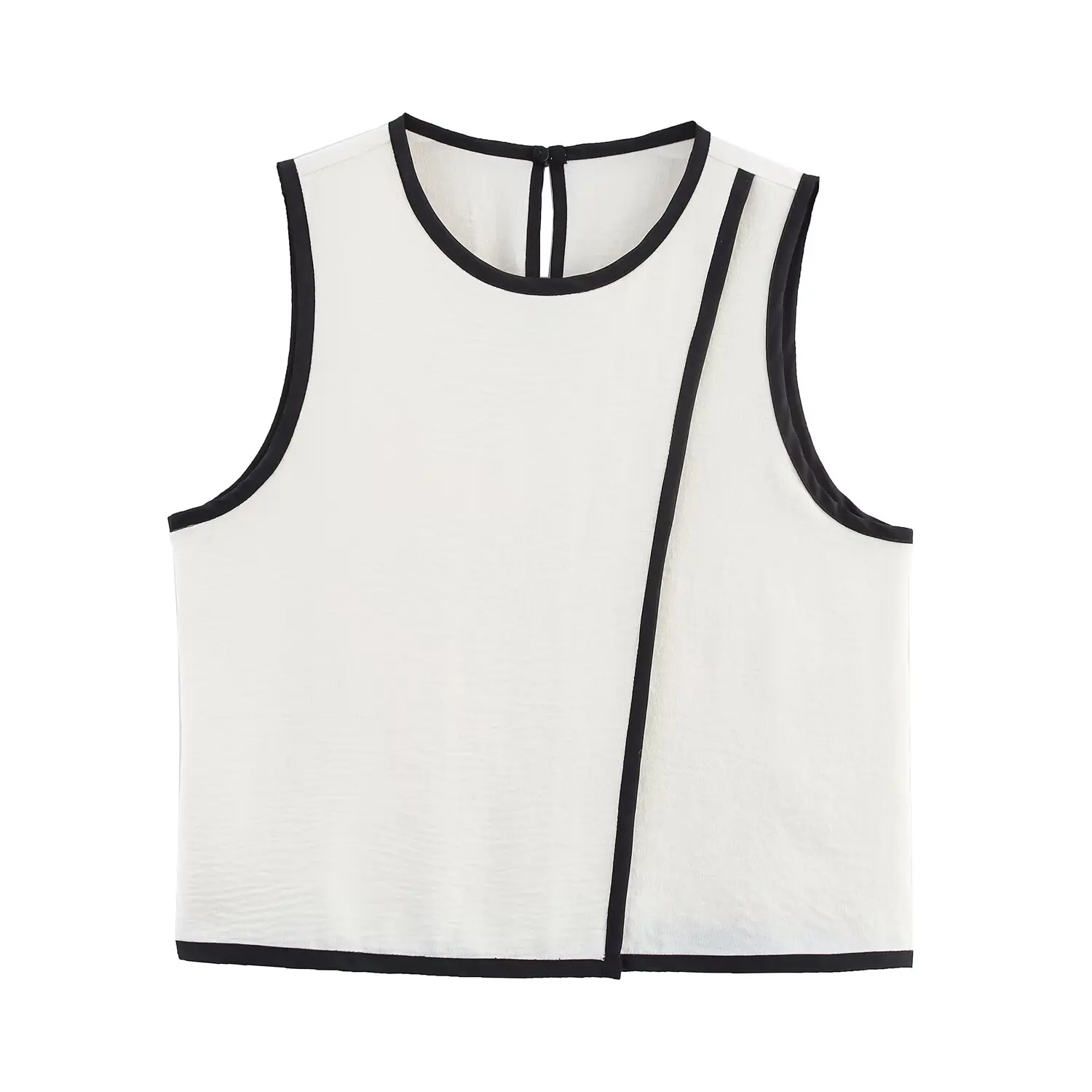 2025 New Women's Clothing European and American Style Fashion Contrast Color Trim Crepe Round Neck Sleeveless Vest
2025 New Women's Clothing European and American Style Fashion Contrast Color Trim Crepe Round Neck Sleeveless Vest