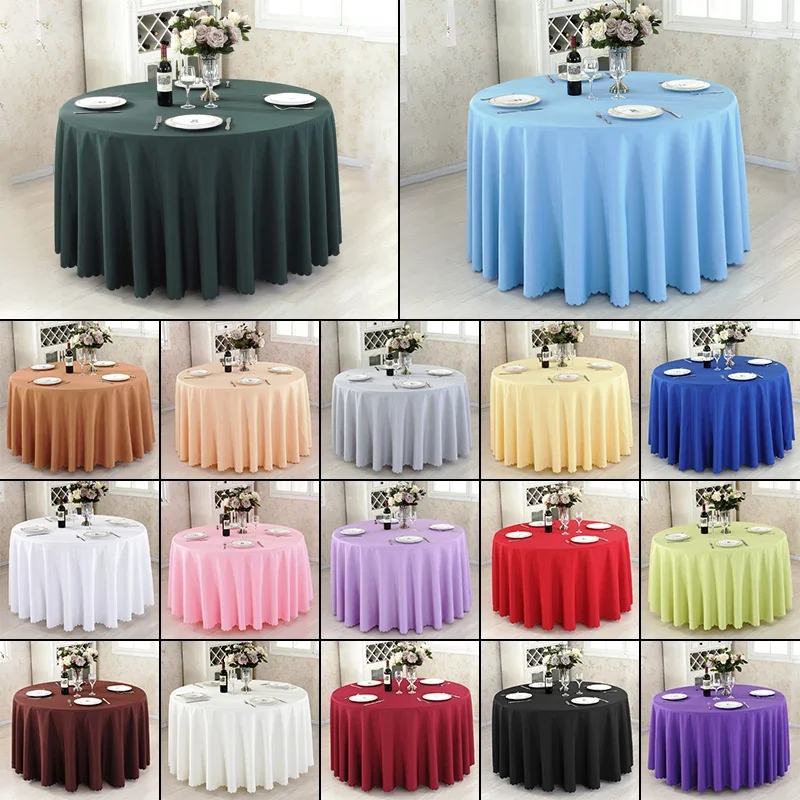 

Polyester Round Tablecloth Solid Color Table Cloth For Wedding Birthday Banquet Hotel Party Restaurant Table Cover Home Decora